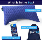 Sidney Sleep Pillow for Side and Back Sleepers - Comfort for Neck and Shoulder Pain - Adjustable and Customizable Shredded Memory Foam Filling - Queen Size - Additional Foam Fill Included (Blue)