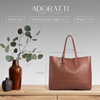 Italian Leather Tote Bag for Women - Large Shoulder Shopper, Fits 16” Laptop, Keychain Holder, Made in Italy