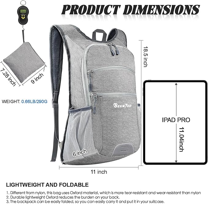 Seektop 20L Hiking Backpack Ultra Lightweight Waterproof Travel Backpack Packable Small Outdoor Bag Foldable Day Pack for Women Men