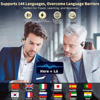 Ai Language Translation Earbuds, Translator Earbuds Real Time with APP Compatible with iOS & Android, 144-Language Bluetooth Headphones Translating Device for Travel and Business - Black