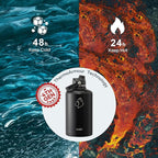 BUZIO Vacuum Insulated Stainless Steel Water Bottle 87oz (Cold for 48 Hrs/Hot for 24 Hrs) Half Gallon BPA Free Double Wall Travel Mug/Flask for Outdoor Sports Hiking, Camping, Running, Black