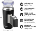 SUNWILL Travel Coffee Mug with Lid, 20 oz Tumbler Set of 2, Insulated Stainless Steel Cup for Water, Tea, Ice, Powder Coated Black 2 pack