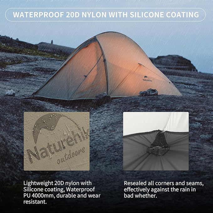 Naturehike Cloud-Up 2 Person Tent Lightweight Backpacking Tent with Footprint - Free Standing Ultralight Camping Hiking Backpack Tents Two Person Tent