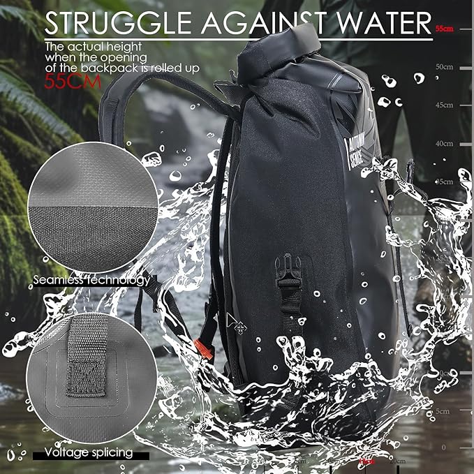 Dry Bags Waterproof Backpack, Waterproof backpack for Water sports,boating,Floating,hiking, camping and other outdoor activities 25L.(Black)