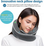 Travel Neck Pillow 100% Memory Foam – Airplane & Car Travel Essentials Kit with 3D Eye Mask, Earplugs & Mesh Bag – Sleeping Support Pillow for Adults (Dark Grey)