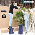 ALEVMOOM 2025 Upgraded 18.1" Collapsible Stool with Cushion & Carry Bag, 600lbs Max Weight Portable Telescoping Stool, More Sturdy Lightweight Retractable Seat Folding Chair for Camping & Outdoors