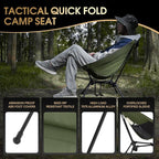 MOON LENCE Portable Snap-Lock Camping Chair, Folding Compact Chair, Lightweight Foldable Backpacking Support 330 lbs (Green)