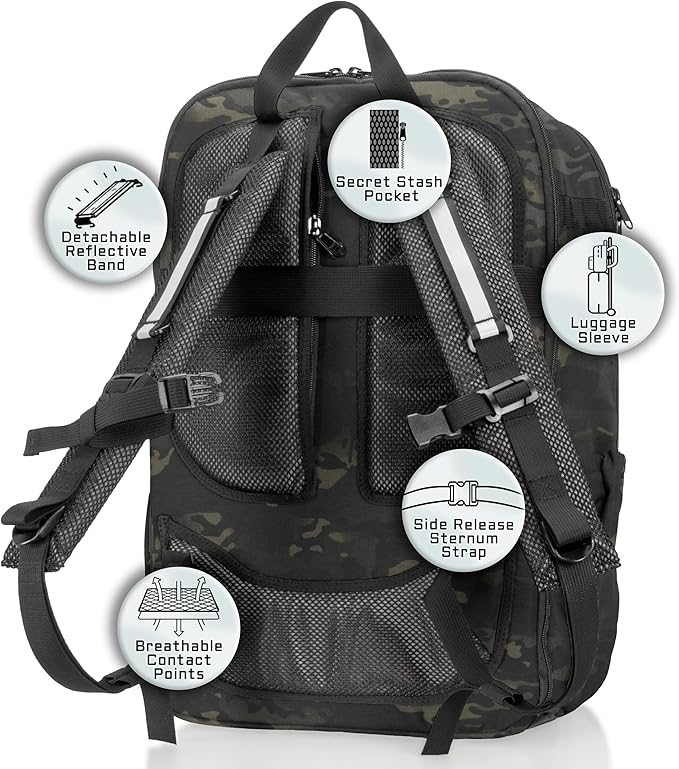 Xtreme Sight Line ~ Large Backpack ~ Removable Waterproof Faraday Sleeve ~ Fits up to a 16" Laptop ~ Heavy-Duty, Foam Padded & Multiple Large Compartments ~ 1000D Nylon/Spacer Mesh ~ Midnight MultiCam