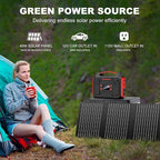 Solar Generator 300W, Portable Power Station with 40W Foldable Solar Panel, Big Power Bank with AC Outlet, Multi-Port with LED Flashlights for CPAP Home Outdoor Camping Hurricane Emergency