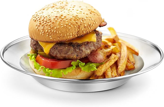 Stainless Steel Plate Set - 8.5 inch Ultra-Portable Dinnerware Set BPA Free Plates for Outdoor Camping | Hiking | Picnic | BBQ | Beach