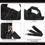 LEATHER VILLAGE 16" Leather Laptop Messenger Briefcase Bag for Men-Leather Satchel for Travel and Office Shoulder Bag-Black