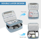 Lanola Electronic Organizer Travel Double Layer Cable Organizer Bag,Accessory Bag for Hard Drives,Cables,USB,SD Card,Memory Cards,Flash Drive,etc. - Red