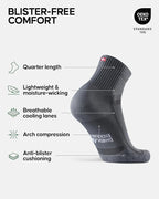 DANISH ENDURANCE Ultra-Comfort Quarter Running Socks - 3 or 5 Pack