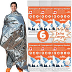 6 Pack Emergency Thermal Blanket Survival, 84” x 64” Extra Large Mylar Blankets for Outdoor, Space Blanket, Silver Foil for Survival, Survival Kit Camping Blankets, Body Warmer, Hiking