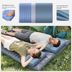 Camping Pillows for Sleeping - Memory Foam Travel Pillow 2 Heights Use - Small Travel Pillow for Camping, Hiking, Backpacking with Storage Bag (Blue)