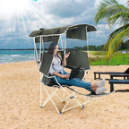 Nice C Chair with Canopy, Umbrella Chairs, Chair with Shades, Sports Chairs, w/Removable Footrest, Cooler Bag, Cup Holder for Camping, Fishing, Sports, Beach (2-P Green)