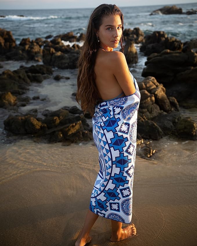 Elite Trend Microfiber Beach Towel for Adults with Bag - Extra Large 78x35 inch Lightweight Sand Free Quick Dry Towel for Travel, Swimming, Yoga, Camping (Blue Angel)