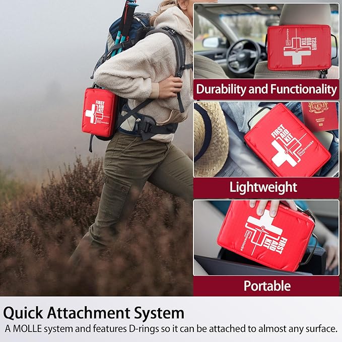 Small First aid Kits,Travel First Aid Kit with Labelled Compartments Molle System Compact Medical Kit for Car, Hiking, Backpacking, Camping, and Cycling