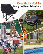 KingCamp Oversized XL Camping Chair, Heavy Duty 500lbs Folding Couch for Adults, Padded Large Comfortable Sofa Seat with Cooler Bag Cup Holder for Outdoor Sports Fishing Patio Lawn, Lava/Grey