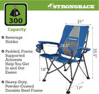STRONGBACK Elite Folding Camping Lawn Lounge Chair Heavy Duty Camp Outdoor Seat with Lumbar Support and Portable Carry Bag - Navy/Grey