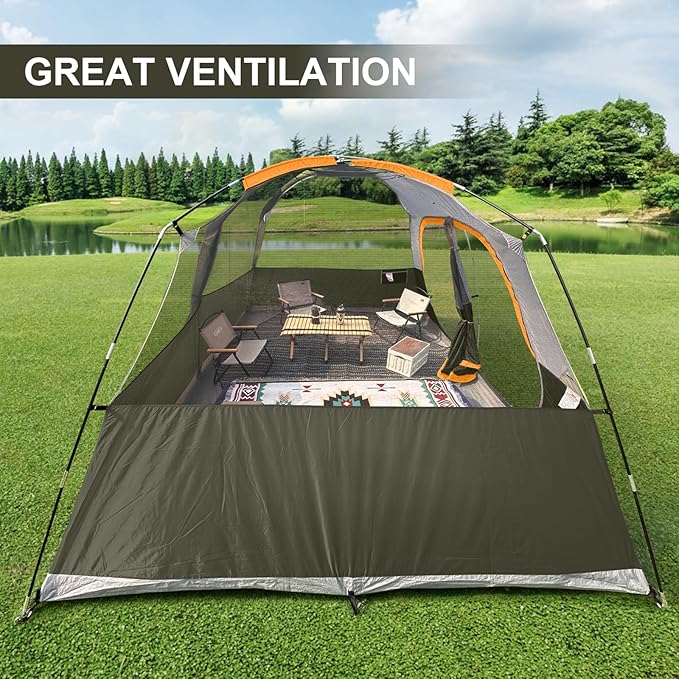 CAMPROS CP Tent 8 Person Camping Tents, Waterproof Windproof Family Tent with Top Rainfly, Large Mesh Windows, Double Layer, Easy Set Up, Portable with Carry Bag, for All Seasons