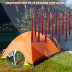 12 Pack Tent Stakes, 7075 Ground Metal Camping Aluminum Tent Pegs, Lightweight Tent Stakes Heavy Duty Spikes Camping Accessories