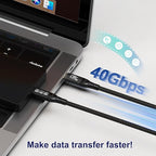 ZIKNYDO 8K/4K for Thunderbolt 4 Cable 10FT/3m, 40Gbps Data Transfer, 240W USB4 Cable, USB C Monitor Cable, for Thunderbolt 3, iPhone 16 Series, SSD, MacBook, eGPU, iPad, Displays, Laptops