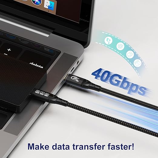 ZIKNYDO 8K/4K for Thunderbolt 4 Cable 10FT/3m, 40Gbps Data Transfer, 240W USB4 Cable, USB C Monitor Cable, for Thunderbolt 3, iPhone 16 Series, SSD, MacBook, eGPU, iPad, Displays, Laptops