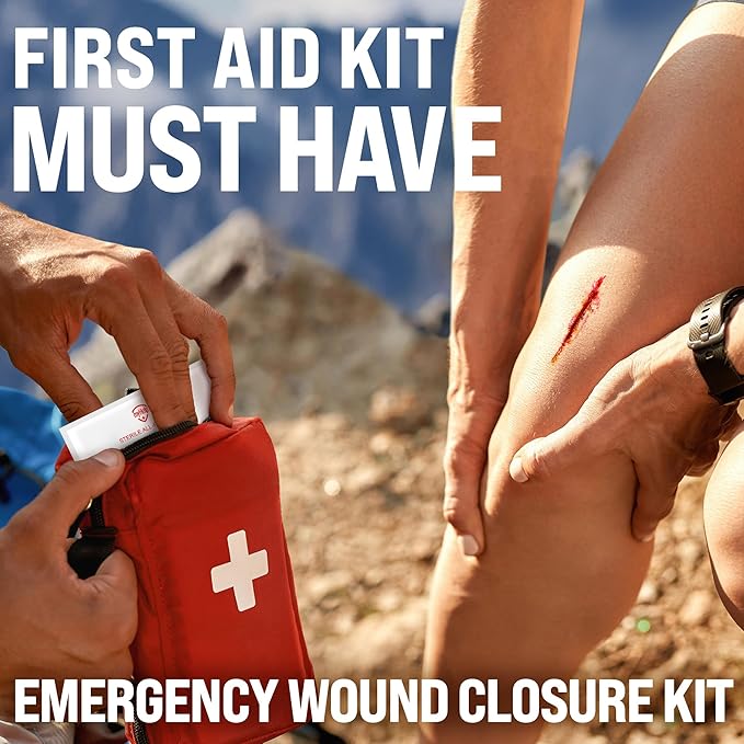 Emergency Wound Closure Strips - 4pk - 2 Types Sutures Free Laceration Closure Kit - Stitchless & Easy to Use - Butterfly Bandages for Cut Care - Perfect for Quick Stop Bleeding and Wound Closing