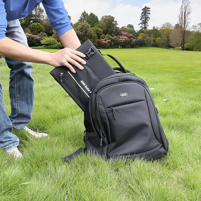 40W Solar Panel EnginStar 40 Watt Foldable Solar Panel for Portable Power Station w/QC3.0 USB Port for Phone Laptop 12-15V DC Output(10 Connectors) for Outdoor Camping RV Off Grid