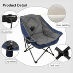 Northroad Oversized Foldable Camping Chair with Cell Phone Holder,Outdoor Padded Lawn Chair w/Cup Holder,Carry Bag for Beach, Hiking, and Picnics,Heavy-Duty 300-lbs Capacity, Blue