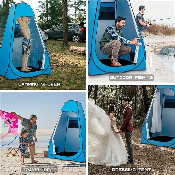 BRIAN & DANY Pop Up Shower Tent, Portable Privacy Camping Changing Tent, Camp Toilet Bathroom Pod with Rain Shelter & Windows, UPF 50+ & Waterproof, 47.2" x 47.2" x 74.8"