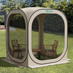 Pop Up Tent，Portable Canopy Tent with Mesh Mosquito Net, Screen House Room Canopy Shade Screen 6 x 6 FT with Carry Bag for Patio, Backyard, Sports & Outdoors Activities, Beige