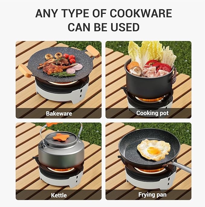 Camping Stove 3600W Portable Backpacking Stove with Piezo Ignition, Fuel Canister Adapter Windproof Gas Stove for Camping Hiking Outdoor Cooking