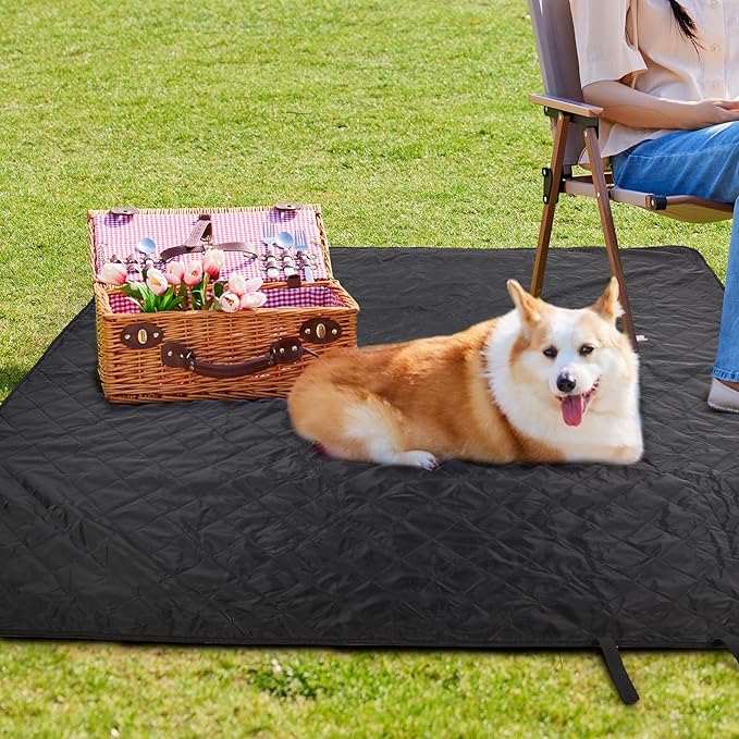 REDCAMP Extra Large Waterproof Stadium Blanket for Cold Weather, Soft Warm Fleece Camping Blanket Windproof for Outdoor Picnic Sports, 79”x 79” Green Grid