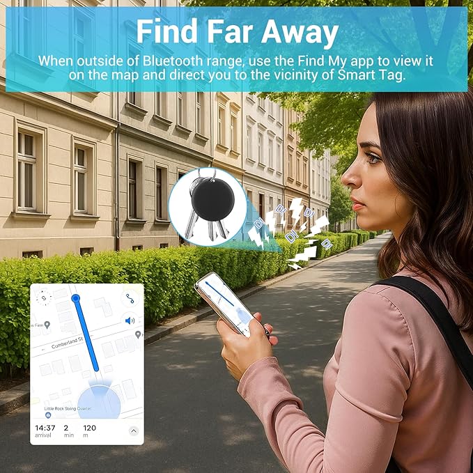 [Apple MFi Certified] LBPRT Air Tracker Tag 1 Pack, Smart Key Finder Work with Apple Find My (iOS Only, Android not Supported), Bluetooth Item Locator for Luggage Suitcase, Wallet. Replaceable Battery