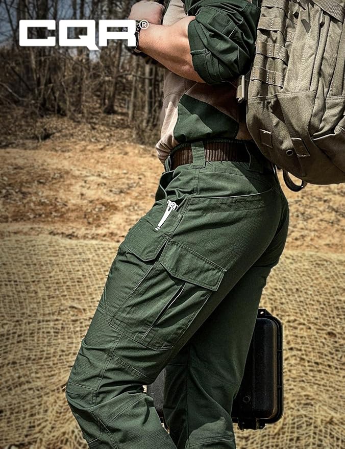 CQR Men's Tactical Pants, Water Resistant Ripstop Cargo Pants, Lightweight EDC Work Hiking Pants, Outdoor Apparel