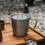 Titanium Mug, 250ml Camping Coffee Mug Water Cup with Foldable Handle Outdoor Cup for Backpacking Hiking Cooking