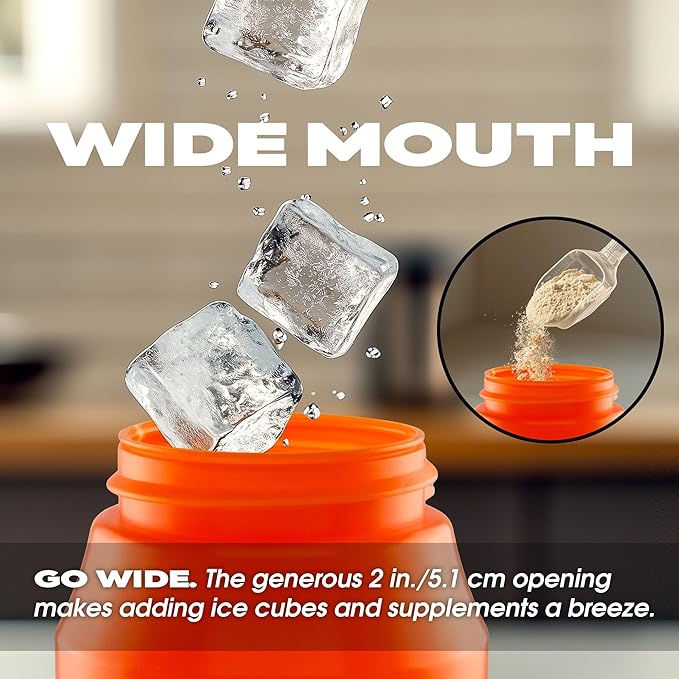 Cannon Sports 1 Liter Sports Water Bottle, BPA-Free, 34 Oz Capacity, Large Mouth, 2 lids (Straw and Squeeze), Great For Helmet Sports Such As Hockey, Lacrosse, Football, Boxing (Orange)