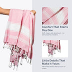 Cotton Turkish Beach Towel with Towels Oversized 36"x72" Pool Absorbent Extra Large Quick Dry Sand Travel Towel (Pink, 2 Pack)