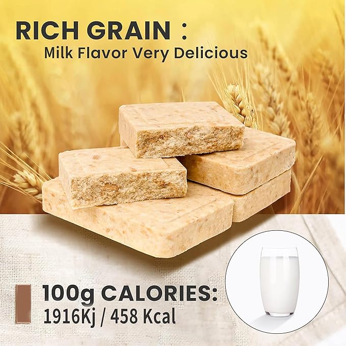 Emergency Food Ration Bars - Milk Flavor Compressed Biscuit Survival Tabs, 20 years Shelf Life Emergency Food Supplies, Food Rations Supply for Outdoor Camping Hiking Snowstorm,Tin Box 6 Count