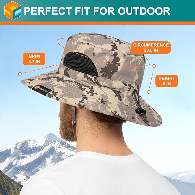 SUN CUBE Wide Brim Sun Hat Men Women, Fishing Hats Sun UV Protection, Mens Hiking Bucket Hat Safari Beach Boonie, UPF 50+
