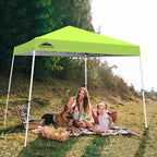 EAGLE PEAK 10x10 Slant Leg Pop-up Canopy Tent Easy One Person Setup Instant Outdoor Beach Canopy Folding Portable Sports Shelter 10x10 Base 8x8 Top (Fluorescent Green)