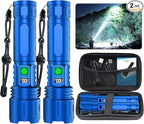 Rechargeable Tactical Flashlights High Lumens - 1500 Meters Long Beam Super Bright LED Flash Light with Power Display & IPX5 Waterproof for Camping, 20H Runtime,5 Modes,Zoomable Handheld Flashlight