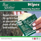 Bug Soother Wipes (15-ct) - Natural Mosquito Repellent & Deterrent - 100% DEET-Free Safe Single-Use Bug Wipes for Adults, Kids, & Pets - Made in USA