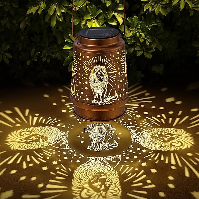 Solar Lanterns Outdoor Waterproof Lion Garden Decorations Gifts for Women Gifts for Mom Grandma Birthday Gifts Hanging Solar Lanterns Outdoor for Garden Decoration, Patio, Lawn, Pathway