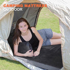 Memory Foam Camping Mattress Sleeping Pad, 3" Thick Waterproof Portable Roll Up Sleeping Mats & Floor Mattress Pad with Pillow + Travel Bag for Camping Car Truck SUV Tent Sleepover Kids Adult