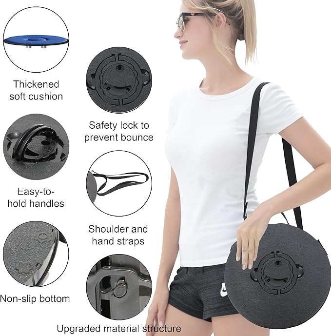 ALEVMOOM 2025 Upgraded XXL 19.7" Collapsible Stool with Cushion, 1000lbs Max Weight Heavy Duty Portable Telescoping Stool, Retractable Seat Folding Chair for Camping Fishing Hiking(Black-XXL)