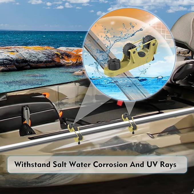 1006 2 PCS Adjustable Kayak Paddle Holder Track Mount Fits Various Shaft Diameters –Universal Rail Mount for Paddle, Fishing Rod, Net – Kayak Accessories for Fishing & Touring