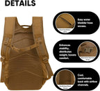 35L Tactical Backpack for Men, MOLLE Military Bug Out Bag, Waterproof Rucksack for Hiking with Hydration Port Tan